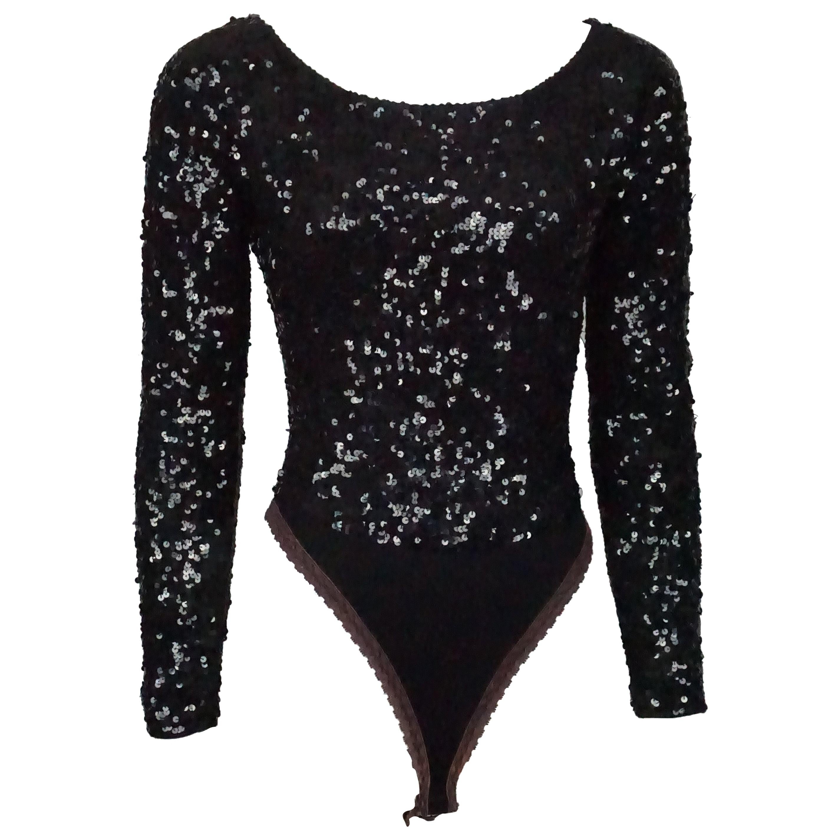 Donna Karan Black Sequin Bodysuit ...